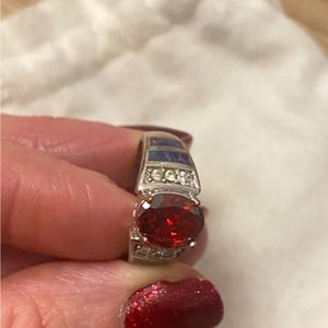 Garnett sterling silver ring